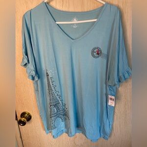 Disney Parks Epcot France Pavillion Minnie Mouse Ruffle Shirt Sz XL NWT